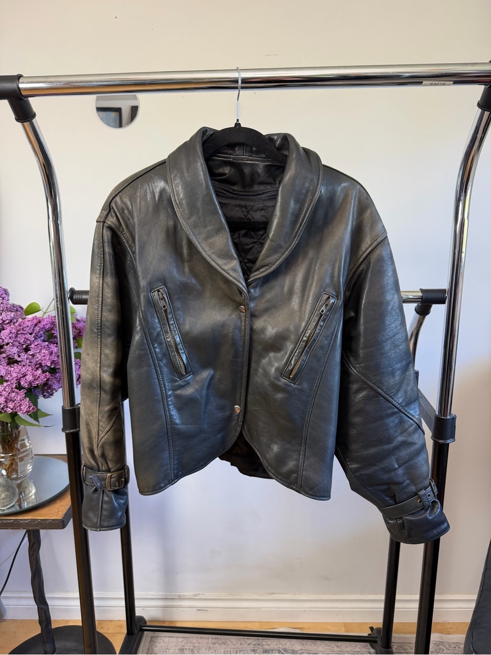 WOLF Black Leather Shawl-Collar Jacket